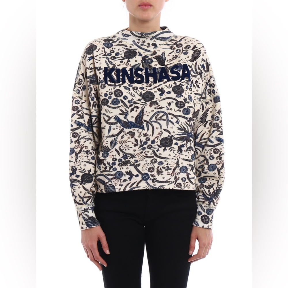 Isabel Marant Kinshasa Floral Crewneck Sweatshirt - Cream & Navy